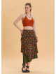 Green Casual Skirt with Elastic Waist and Tie Detail 4521